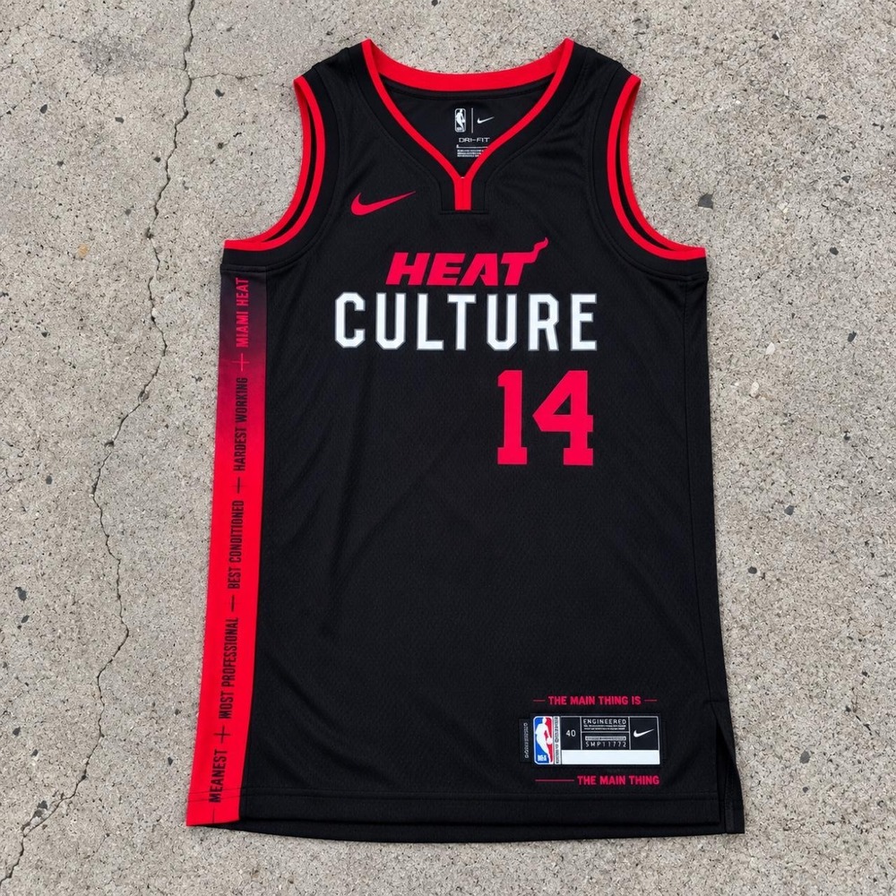 Nike Miami Heat Culture Tyler Herro 14 NBA Dri-FIT Jersey Black Red Small